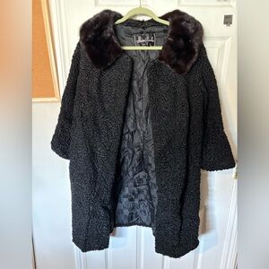 Black Teddy Coat with Faux Fur Collar